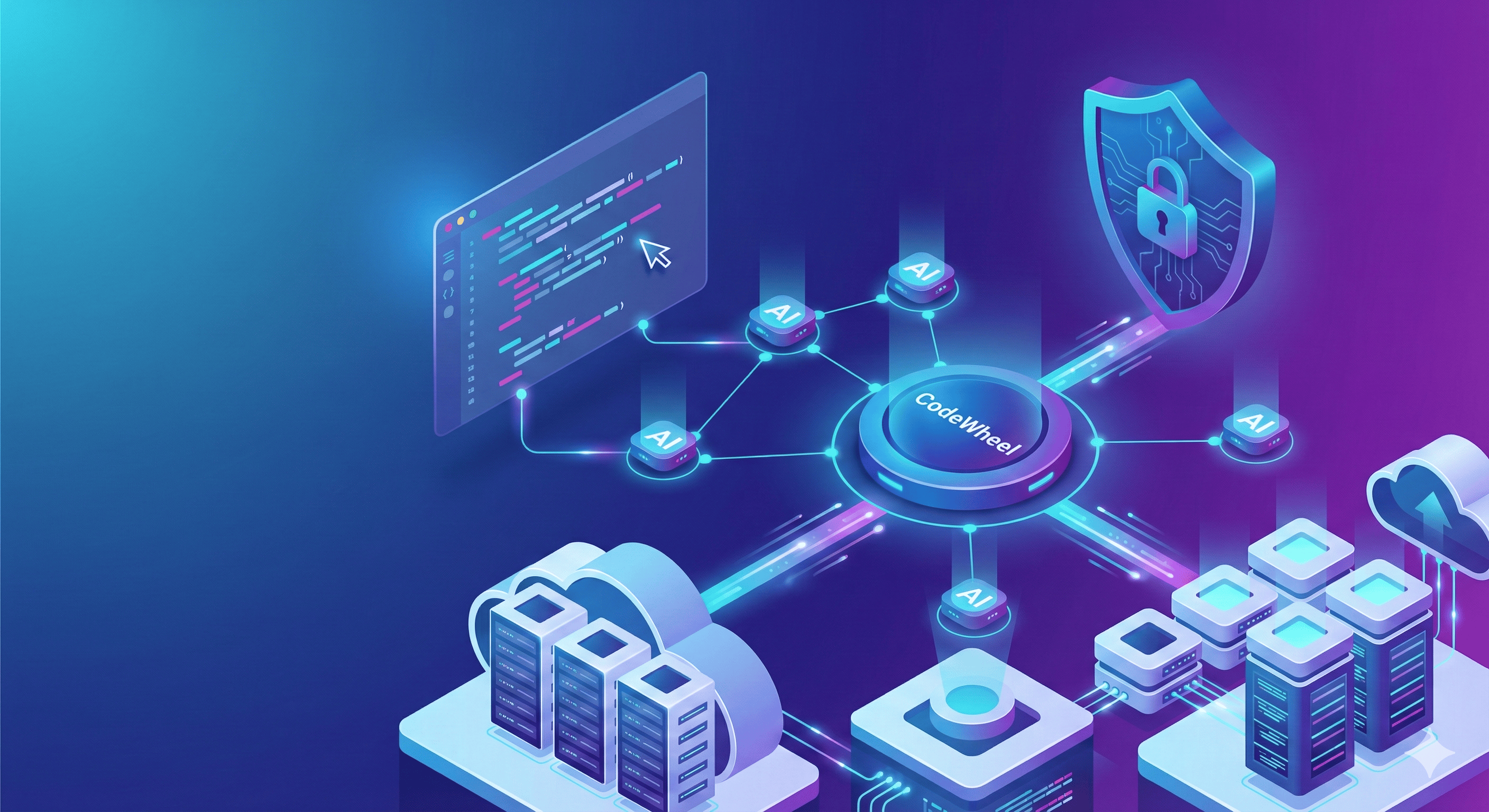 Illustration of modern AI platform development with Next.js, RAG, and security