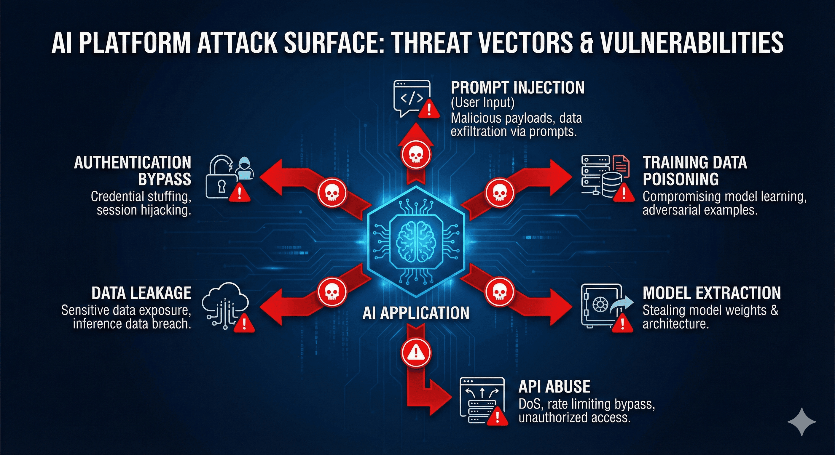 Common attack vectors for AI platforms and applications